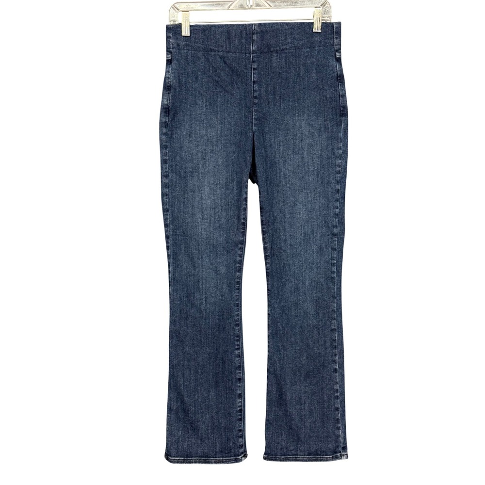 NYDJ Jeans Womens Medim Blue Dark Wash Decker Pull On Slim Flare Tummy Control